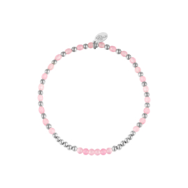 BRACELET | PRETTY PINK BEADS | RVS SILVER