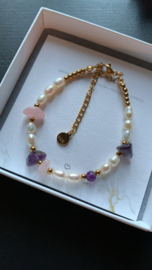 BRACELET | PEARL GEMSTONES | RVS GOLD