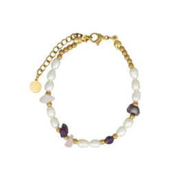 BRACELET | PEARL GEMSTONES | RVS GOLD