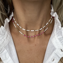 BEADS NECKLACE | PINK/WHITE