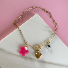 FUNKY PINK NECKLACE | RVS SILVER/GOLD