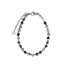 BRACELET | AGATE MULTICOLOR BEADS | RVS SILVER/GOLD