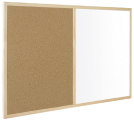 Kurk prikbord - houten lijst - 60 x 90 cm - WHITEBOARD