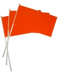 Plastic vlag op stok oranje