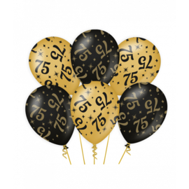Ballonnen zwart/goud 75 jaar