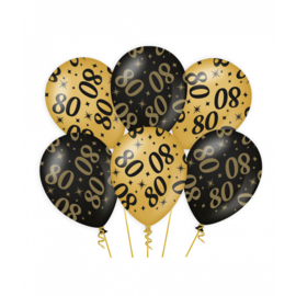 Ballonnen zwart/goud 80 jaar