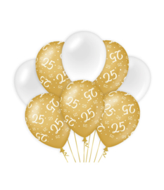 Ballonnen goud/wit 25 jaar