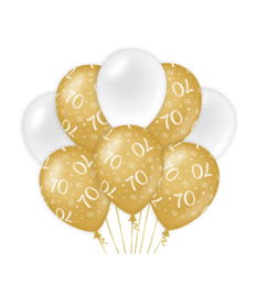 Ballonnen goud/wit 70 jaar