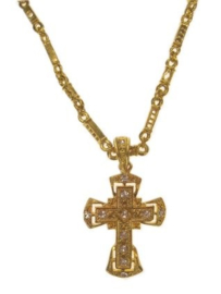 Collier met kruis goud + strass stenen