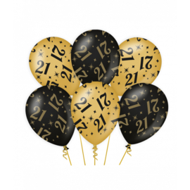 Ballonnen zwart/goud 21 jaar