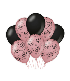 Ballonnen  roze/zwart 65 jaar