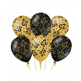 Ballonnen zwart/goud 25 jaar