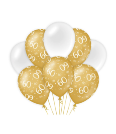 Ballonnen goud/wit 60 jaar