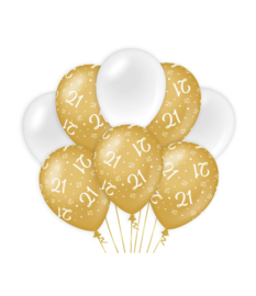 Ballonnen goud/wit 21 jaar
