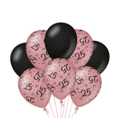 Ballonnen roze/zwart 25 jaar