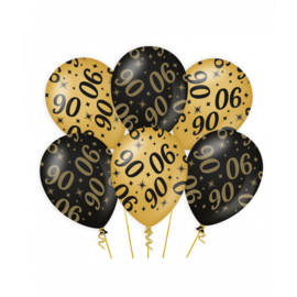 Ballonnen zwart/goud 90 jaar