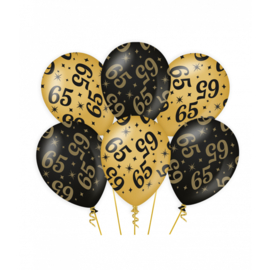 Ballonnen zwart/goud 65 jaar