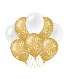 Ballonnen goud/wit 30 jaar