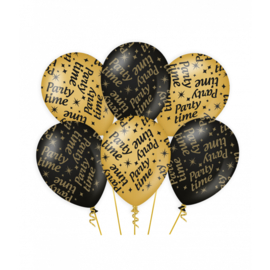 Ballonnen zwart/goud party time