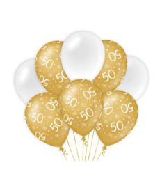 Ballonnen goud/wit 50 jaar