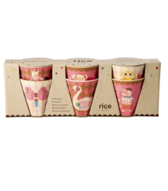 Rice kinderbekers Music Band, rose, 6 delig, melamine