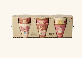 Rice kinderbekers Music Band, rose, 6 delig, melamine