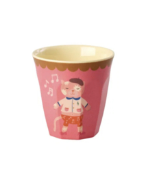 Rice kinderbekers Music Band, rose, 6 delig, melamine