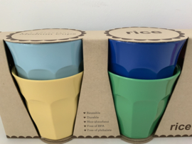 6 delige Melamine effenkleurige bekers, medium