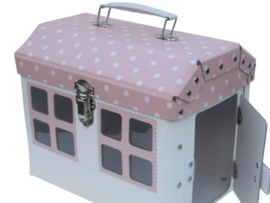 Huis speelkoffertje roze