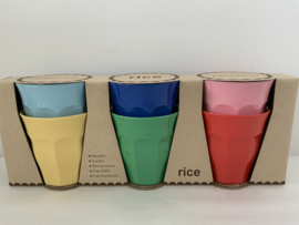 6 delige Melamine effenkleurige bekers, medium