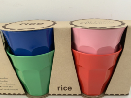 6 delige Melamine effenkleurige bekers, medium