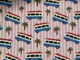 Rice 2 rechthoekige melamine bordjes met carsprint, vintage busjes,