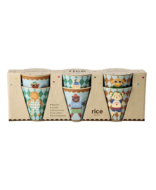 Rice kinderbekers Music Band, blauw, 6 delig, melamine