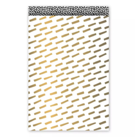 Zakjes wit met gouden strepen • 17x25 (5 stuks)