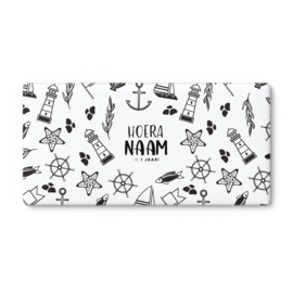 A4 Chocolade wikkel printable | Hoera Naam 1 jaar! • Marine