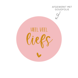 Sticker heel veel liefs, roze 2 • ø40mm (10 stuks)