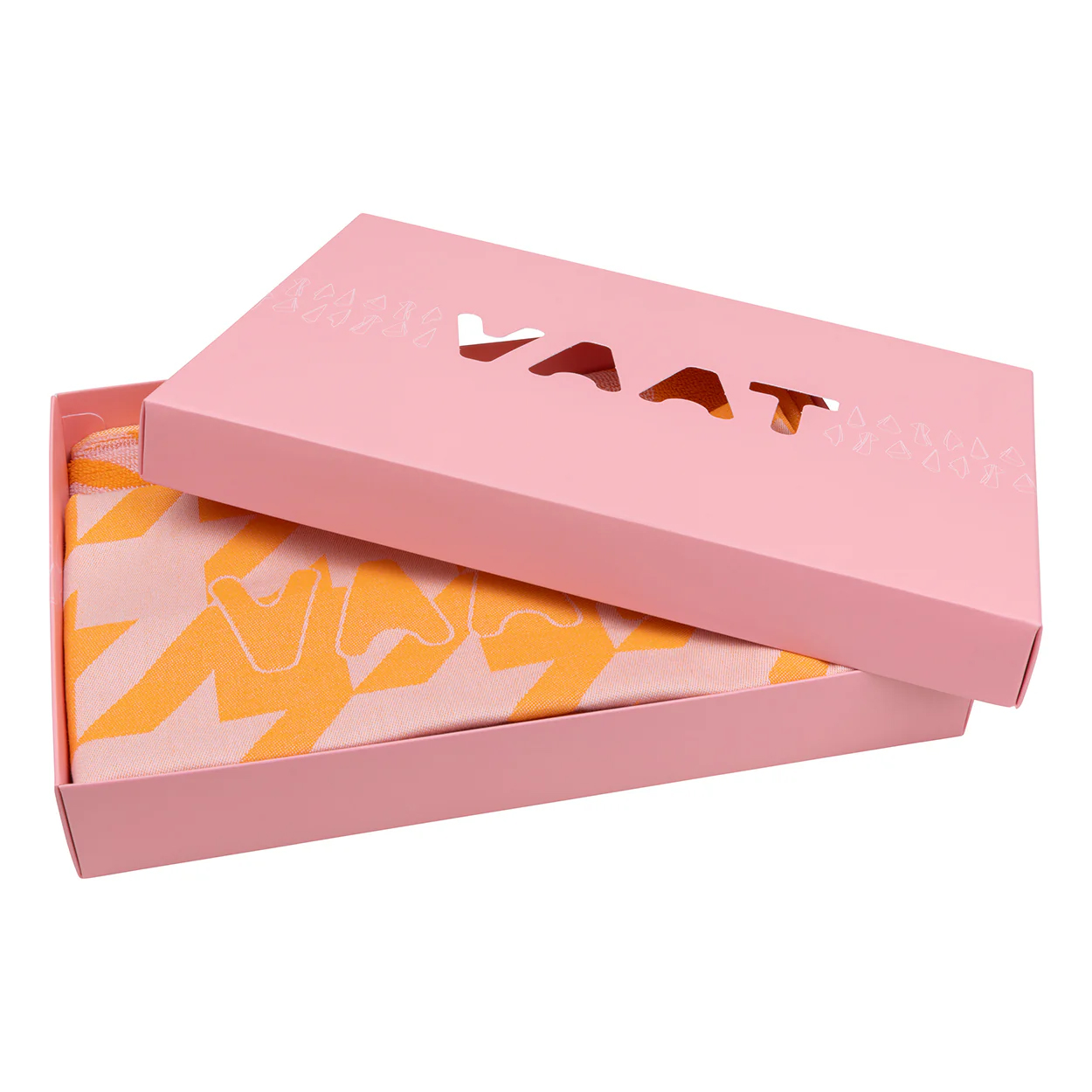VAAT Amsterdam • Gift set | roze-oranje theedoek & handdoek 'pied de poule'