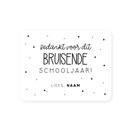 Gepersonaliseerde sticker • Bedankt voor dit bruisende schooljaar! Liefs, Naam // 70x54mm