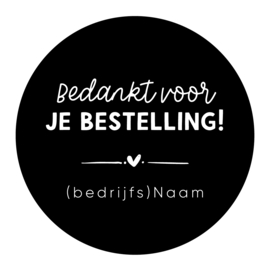40mm rond gepersonaliseerde sticker • Bedankt voor je bestelling! + (bedrijfs)naam