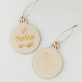 Gepersonaliseerde kerstbal gegraveerd • Huisdier Naam lijntekening hond