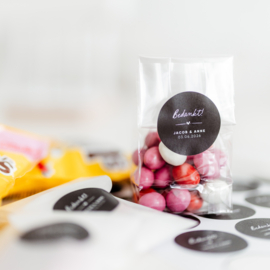 40mm rond gepersonaliseerde sticker • Bedankt! Naam & Naam + datum