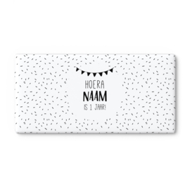 A4 Chocolade wikkel printable | Hoera Naam 1 jaar! • Streepjes