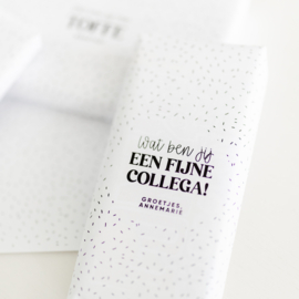 A4 Chocolade wikkel printable | Wat ben jij een fijne collega! Liefs/groetjes, Naam • Confetti
