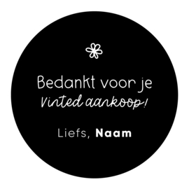 40mm rond gepersonaliseerde sticker • Bedankt voor je Vinted aankoop! Liefs, Naam