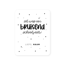 54x70mm gepersonaliseerde sticker • Bedankt voor dit bruisende schooljaar! Liefs, Naam