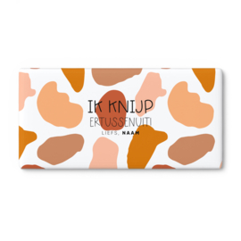 A4 Chocolade wikkel printable | Ik knijp ertussenuit! Liefs, Naam • Vlekken