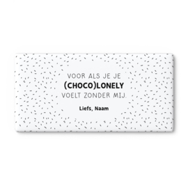 A4 Chocolade wikkel printable | Voor als je je (choco)lonely voelt zonder mij. Liefs, Naam • Streepjes