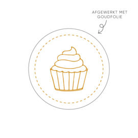 Sticker cupcake, wit • ø40mm (10 stuks)