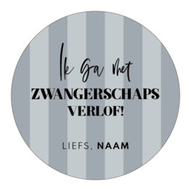 40mm rond gepersonaliseerde sticker • Ik ga met zwangerschaps verlof! Liefs, Naam