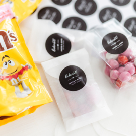 40mm rond gepersonaliseerde sticker • Bedankt! Naam & Naam + datum